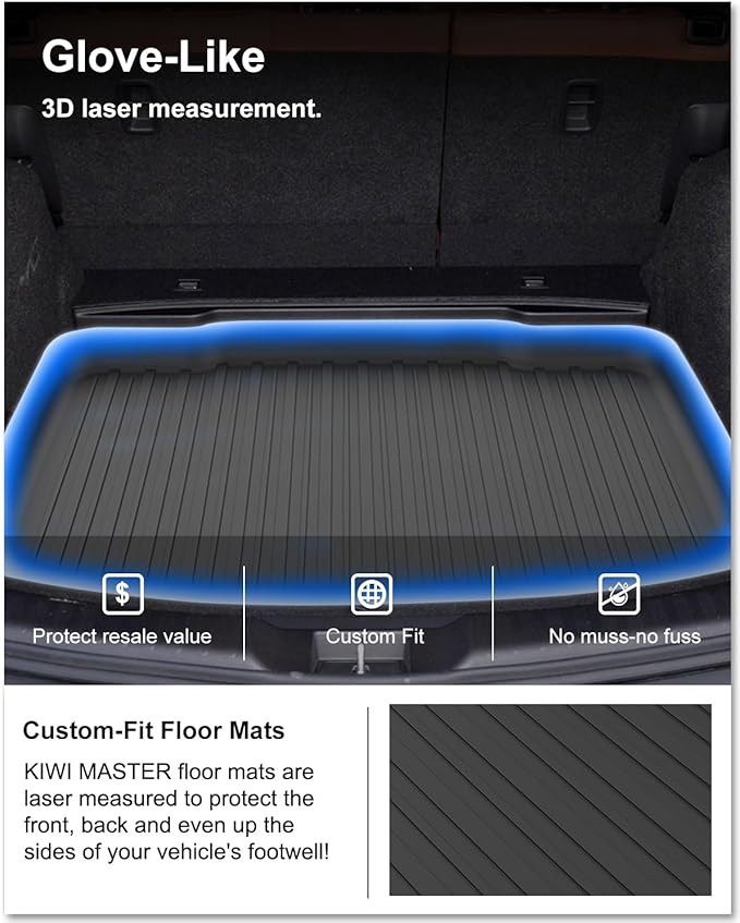 KIWI MASTER Cargo Mat for 2017-2022 Honda CR-V (Tray in Lower Position), Custom Fit All Weather Rear Cargo Liner, Heavy Duty TPE Tray Trunk Mat, Black