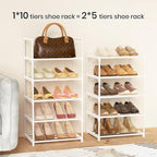 Metal Shoe Rack Organizer 10 Tiers, 20-24 Pairs Narrow Tall Shoe Racks for Closets Entryway - Vertical Boots Organizer Storag