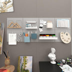 Peg Board,4 Pack Metal Pegboard Panels with 8 hooks,PegBoard Wall Organizer,16"x12" Steel PegBoard for Walls,Tools,Garage,Off