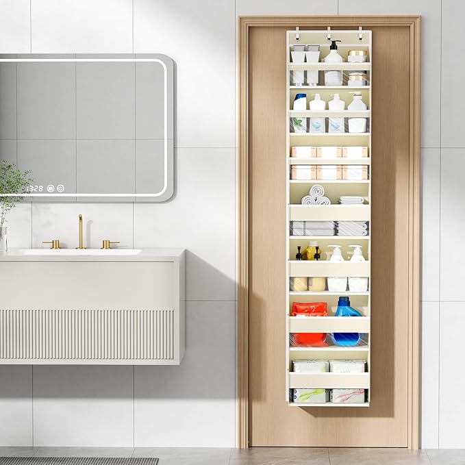Mefirt Over The Door Organizer, 7 Tier Door Hanging Organizers with 7 Large Pockets 12 Side Pockets, Behind Door Storage Hang