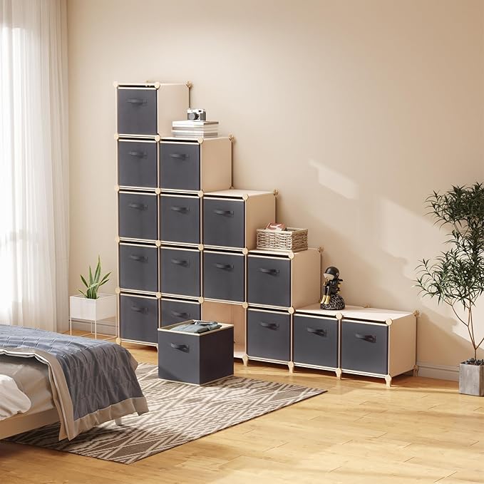 Lifewit Storage Cubes, Foldable Decorative Fabric Storage Baskets for Organizing Home Organizers with Handles for Shelves, Cl