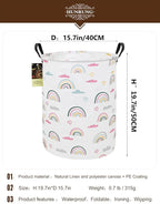 HUNRUNG Laundry Hamper,Large Canvas Fabric Lightweight Storage Basket Toy Organizer Dirty Clothes Collapsible Waterproof for 