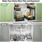 ARSTPEOE Under Sink Organizer - 2 Packs Multi-Purpose Pull-Out Storage Organizers, Slide out Pull out Metal Cabinet Organizer