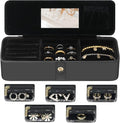 HOMEHIVE Travel Jewelry Organizer Box – Leather Jewelry Case Gift for Women and Girls – Jewelry Organizer and Storage with 5 