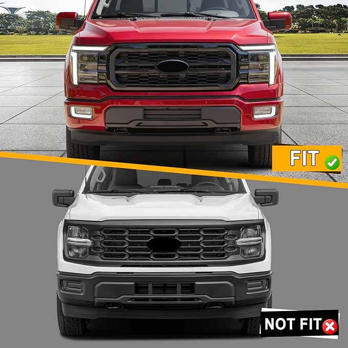 Front Bumper License Plate Frame Bracket Compatible with Ford F-150 5.0L V8 2024 2025, Black License Frame Holder Mounting, R