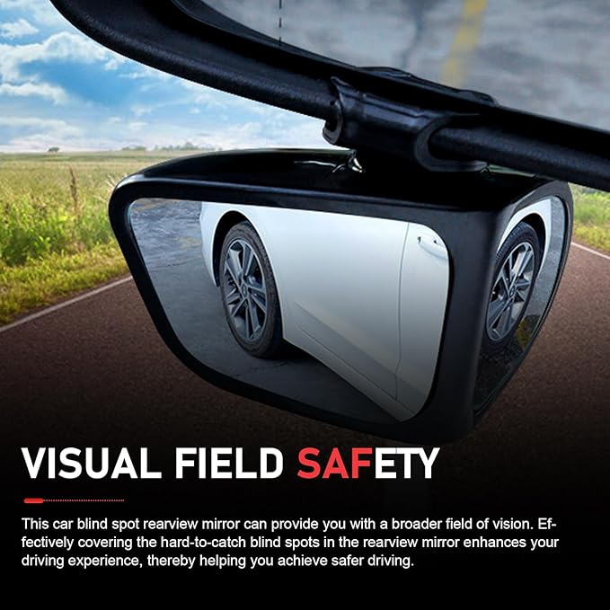2PCS Car Blind Spot Mirrors, Double-Sided 360° Adjustable Rotating Rear View Mirror, HD Glass Wide Angle Auxiliary Blindspot Mirror, Universal for Most Car