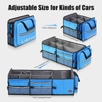 LIBZAKI Oversize 4 in 1 Car Trunk Storage Organizer, Multi Compartment Collapsible Trunk Storage Box with Cooler Bag for Car