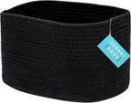 OrganiHaus Cotton Rope Basket for Shelf - Woven Storage Basket for Organizing, Closet & Toy Storage - Black - 15x9x10