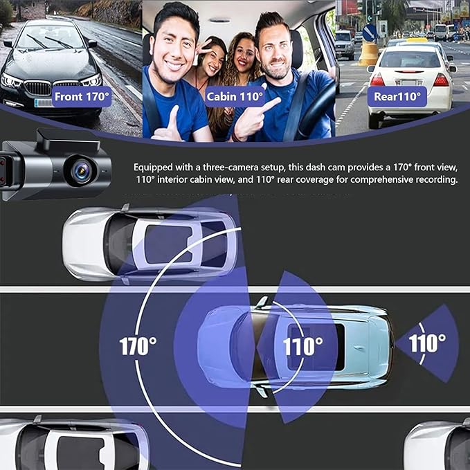 Dash Cam Front and Rear, 1080P Dual Dash Camera, WiFi & App Control, IR Night Vision, 170° Wide Angle, G-Sensor, Parking Mode