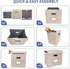 4 Pack Hanging File Folder Box with Lid, Durable Letter Size Filing Storage Box, Sturdy Magazine File Holder with Cardboard S