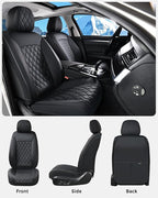 Huidasource Front Seat Covers, Car Seat Covers Front Seats Nappa Leather, Side Elastic Fabric, Compatible with Airbags, Seat 