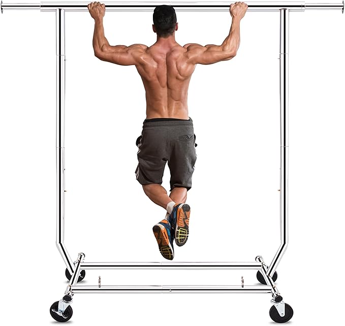 HOKEEPER Clothes Rack, Rolling Clothing Racks for Hanging Clothes, Portable Clothes Rack with Lockable Wheels, Commercial Hea
