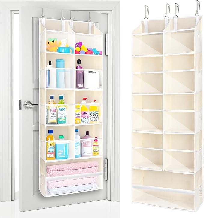 ULG Over the Door Organizer, 5-Tier Extra Large Hanging Storage with 10 Mesh Pockets, 100 lbs Capacity, Heavy Duty Door Organ