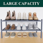 Smiry Bamboo Shoe Rack 2-Tier, Stackable Wooden Shoe Organizer for Entryway & Closet, Free Standing Wood Shoe Storage Shelf f