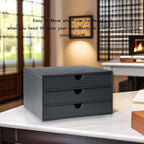 UnionBasic Document Organizer, 3-Drawer File Cabinet Document Storage Box, Office Desktop Filing Organizer, Elegent Grey