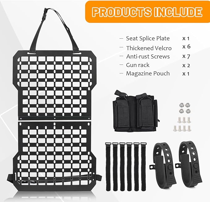 Truck Gun Rack Molle Seat Back Organizer Gun Holder Molle Panel with Magazine Pouch for Vehicles Tactical Truck Mount Panels