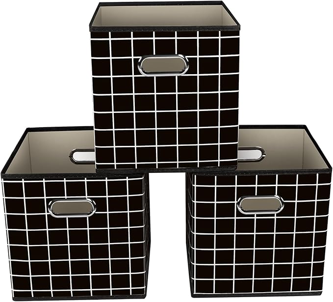 Yunkeeeper storage bins Cubes, Fabric Cube Organizer with Handle, Foldable Cube Bins for Cloth or Accessary Storage, 11x11x11