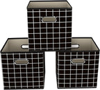 Yunkeeeper storage bins Cubes, Fabric Cube Organizer with Handle, Foldable Cube Bins for Cloth or Accessary Storage, 11x11x11