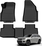Auxko All Weather Floor Mats for 2026 Jeep Cherokee Hybrid & Jeep Recon & 2025 2026 Wangoneer S TPE Rubber Liners Accessories Odorless Anti-Slip Floor Mats Black