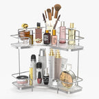 FOLLOWIN 2 Tier Bathroom Countertop Corner Organizer,Countertop Perfume Tray,Vanity Counter Shelf,Skincare Makeup Cosmetic Va