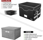 DocSafe Fireproof Document Box with Lock, File Storage Organizer with Mesh Pockets, Collapsible Portable File Box Home Office