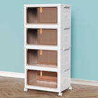 CTSNSLH 4 Tier Plastic Storage Bins and Boxes Organizer - Stackable with Lids for Bedroom, Living Room, Office - Foldable Con