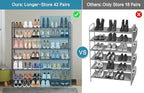KIMBORA 6 Tier Long Shoe Rack for Closet, Wide Closet Shoe Organizer Storage Sturdy Sneaker Shelf for Floor, Bedroom 42 Pairs