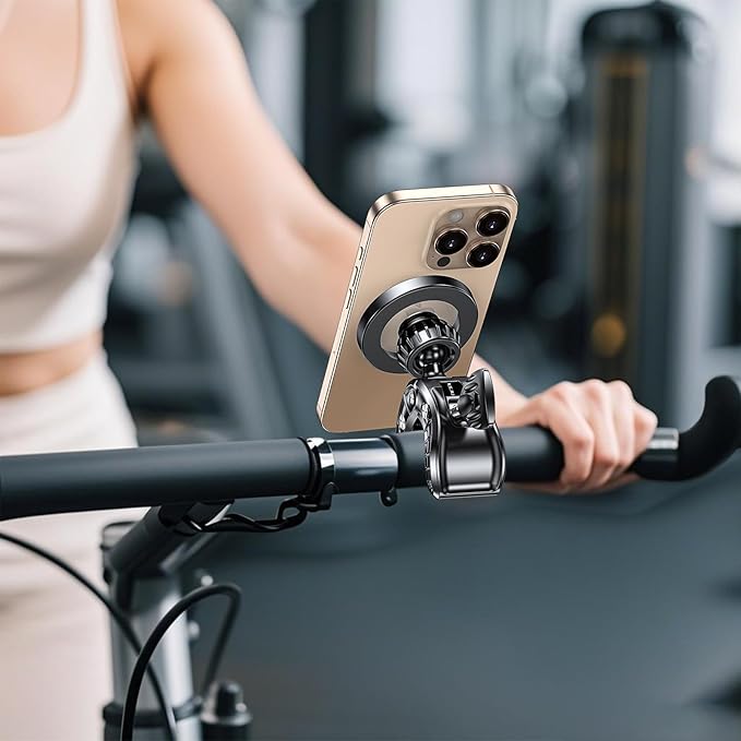 Coolpow Gym Magnetic Phone Holder Mount for MagSafe【Strong Magnets】 Stroller Phone Holder Adjustable Stand Clamp, with Gym Equipment, Stroller, Shopping Cart, Treadmill for iPhone 17 Pro Max 16 15 14