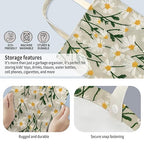 Car Trash Can, Hanging Garbage Bin for Men and Women, Cute Car Organizer and Storage Bag, Canvas Vehicle Trash Can Bag Easy-to-Install Cute White Floral