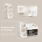 HBlife Makeup Organizer with Brush Holder for Vanity, Large Plastic Bathroom Countertop Organizer Skin Care Storage, Easy to 