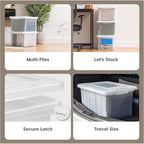 IRIS USA File Box, Plastic File Organizer with Lids for Letter/Legal File, Portable Document Box For Moving, Storage Bin with