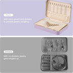 Lolalet Travel Jewelry Case for Women Girls, Travel Jewelry Organizer Box with Mirror & Clear Storage Bag, Small Portable Ear