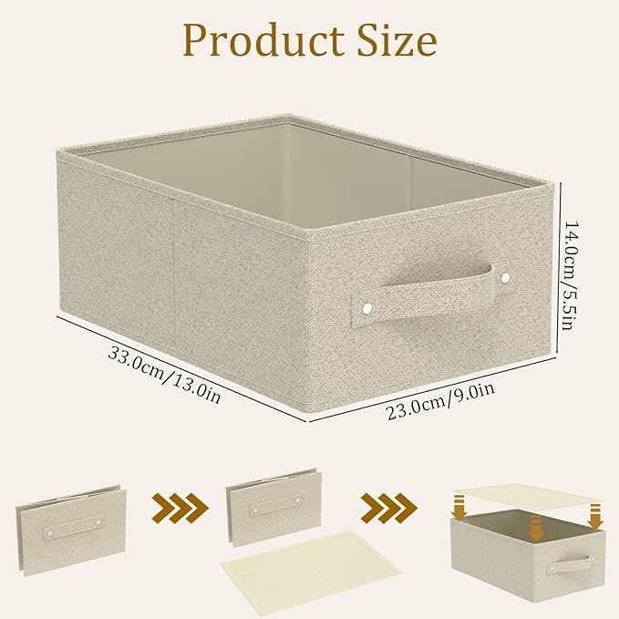 Collapsible Closet Organizer, Storage Bins, Fabric Cube Baskets for Organizing Home and Office, Grey and Beige, 3 Pack, 13.0x