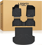 LASFIT Floor Mats & Cargo Mats Fits for Hyundai Santa Fe 2020 2019 (Not fit 2019 Santa Fe XL) All Weather TPE Custom Fit Floor Liners Car Mats & Trunk Mats Accessoires, Black