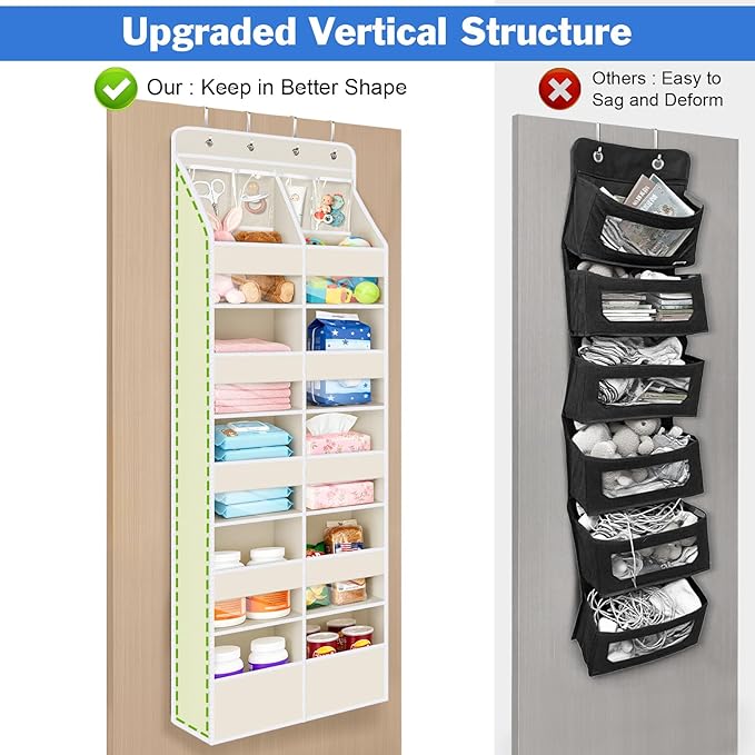 Univivi 6-Shelf Baby Door Storage Over Door Fabric Hanging Organizer with 10 Deep Pockets and 4 Small PVC Pockets Wall Mount 