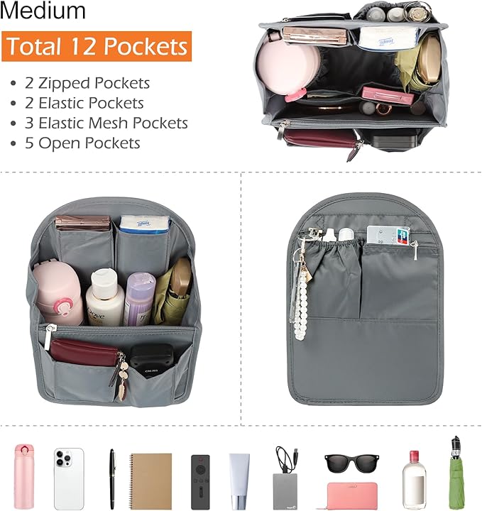 Surblue Backpack Organizer Insert Liner Hanging Travel Rucksack Purse and Handbag Insert Pocket, High-capacity Divider Foldab