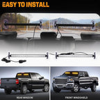XRIDONSEN 2 in 1 Emergency Strobe Traffic Advisor Amber Light Bar 144 LED Warning Safety Interior Front Dash Windshield Rear Window Lights for Plow Trucks Construction Vehicles SUV (2X 17.7 inch)