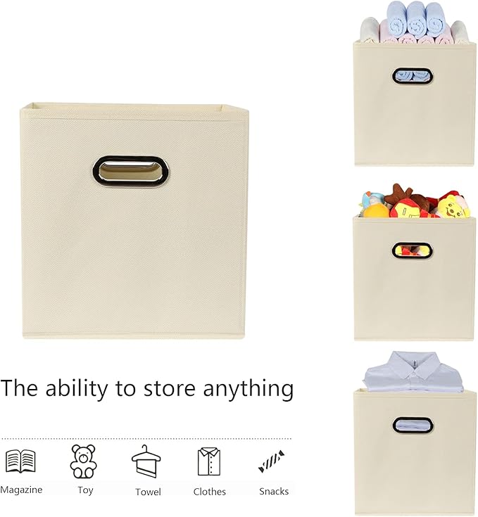 Fabric storage bins Cubes, Fabric Cube Organizer with Handle, Foldable Cube Bins for Cloth or Accessary Storage, 11x11x11, Se