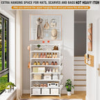 Shoe Rack 7 Tier Shoe Organizer Storage 21-28 Pairs Closet Shoes Rack for Front Door Entrance Shoe Rack Organizer with Hooks 