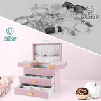 Dajasan Jewelry Organizer Box, Large Jewelry Boxes for Girls, Space-Saving 4 Layers Jewelry Storage Case with Drawer, Gift fo