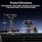 SYNCWIRE for MagSafe Car Mount [2-Axis Design] Nano Adhesive Gel + Suction Cup Magnetic Phone Holder for Dashboard & Windshield, 360° Adjustable for iPhone 17 16 15 14 13 12 11, Samsung, Matte Black