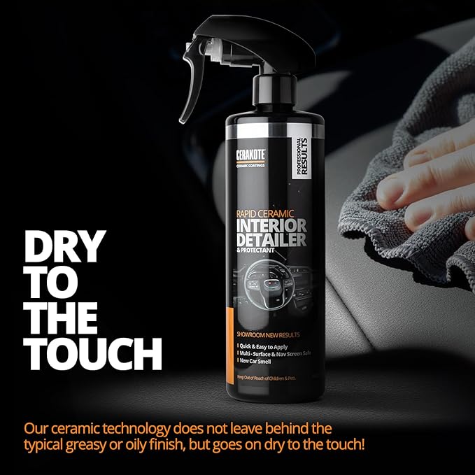 CERAKOTE Rapid Ceramic Interior Detailer and Protectant (28 fl oz.) – Quick and Easy – Multi-Surface Safe – Interior Car Clea