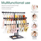 POVETIRE Headband Holder Stand Storage for Baby, 3 Tier Wooden Bow Organizer for Girls Hair Bows, Infant Hair Accessories Rac