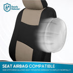 BDK PolyPro Car Seat Covers Full Set in Light Beige on Black, Front and Rear Split Bench Seat Covers for Cars, Easy to Instal