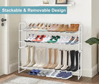 AOODA Long 2 Tier Shoe Rack for Closet Metal Wide Stackable Shoe Storage Organizer for Entryway, Bedroom, Floor, 18-Pairs Low