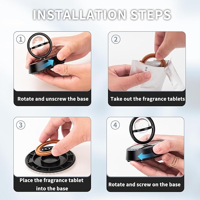 Kwak's Car Air Freshener Solar Energy Rotating Refillable Air Purifier for Car Interior Dashboard Autorotation Decoration Acc