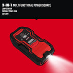 CRAFTSMAN Lithium Jump Starter and Portable Power Pack, CMXCESM263, 3-in-1, 2.4 Amp USB Port, LED Light, 1000 Amps, 12 Volt,
