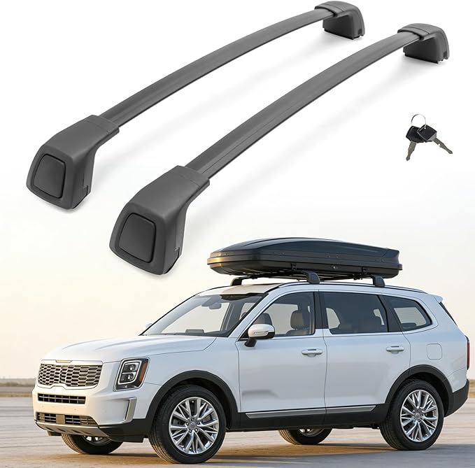 Snailfly Upgraded Roof Rack Cross Bars Fit for 2019-2026 Kia Telluride S SX SX-P EX Lockable Crossbars for Ski Kayak Bike Basket (Except X-Line and X-Pro)