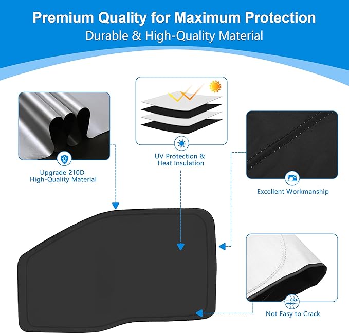 Front Side Window Sun Shade for 2017-2022 Fo-rd F250 F350 Super Duty Accessories 2Dr 4Dr Pickup, Foldable Window Sunshade Sun Visor Protector, Side Window Shades Sun Shield Blocks UV Rays Heat