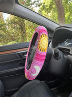 Handmade Crochet Sun and Moon Car Steering Wheel Covers Universal 14-15 inch for Women and Men (A,Steering Wheel Cover)